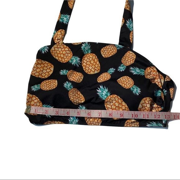 C Apparel Cheeky Gal Black Yellow Green Pineapple Print Halter Neck Bikini Top M - Picture 5 of 6